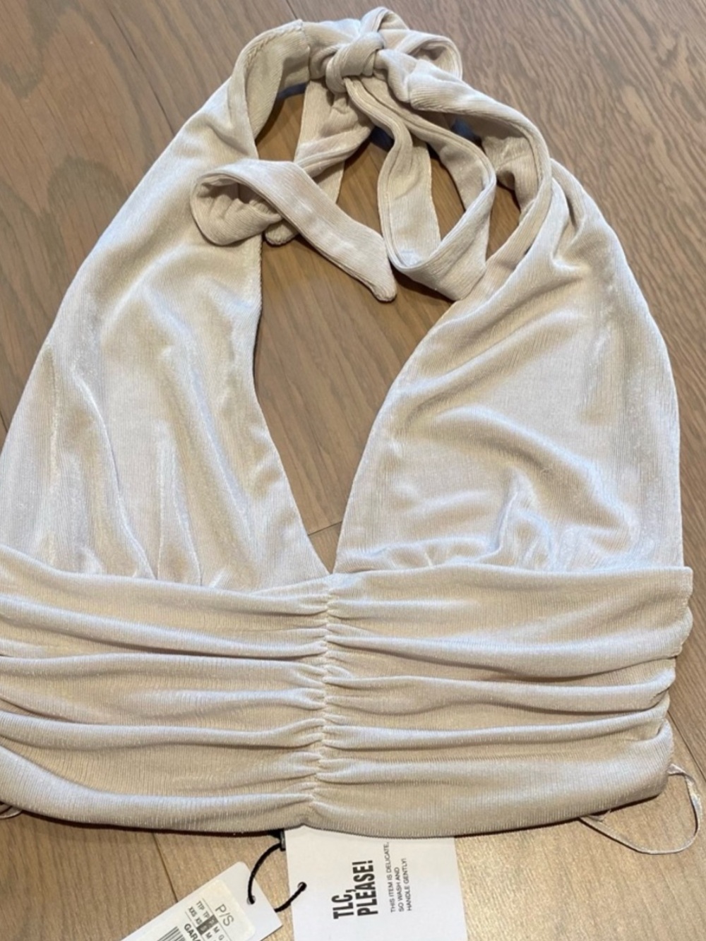 Garage Cream Halter Crop Top